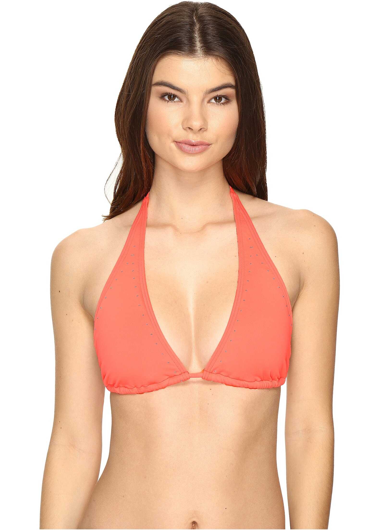 Costum Vince Camuto Pacific Coast Studded Halter Bikini Top Pop Coral