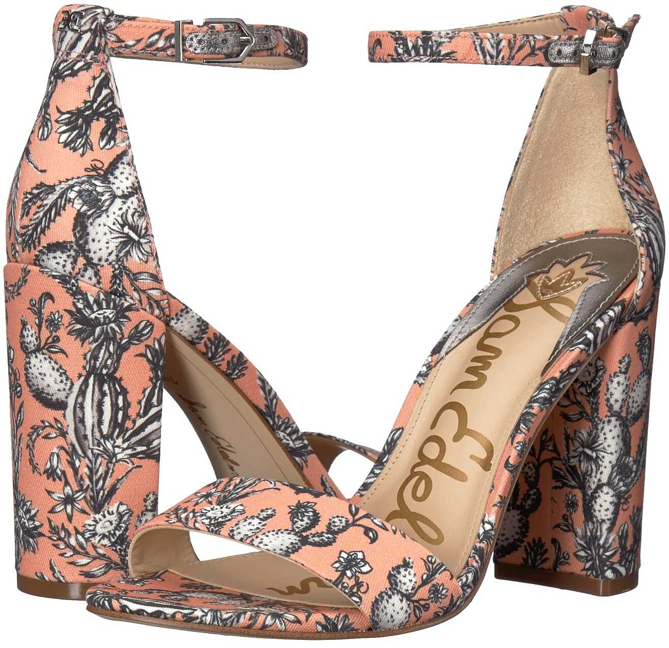 Sandala Sam Edelman Yaro Ankle Strap Sandal Heel Orange Multi Cactus Garden Print