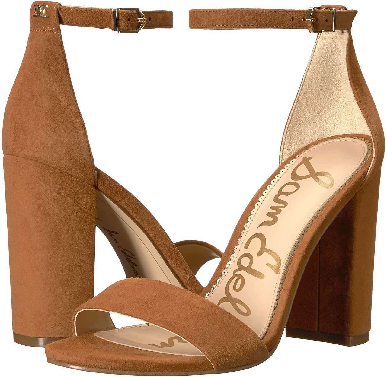 Sam Edelman Yaro Ankle Strap Sandal Heel Luggage Kid Suede Leather