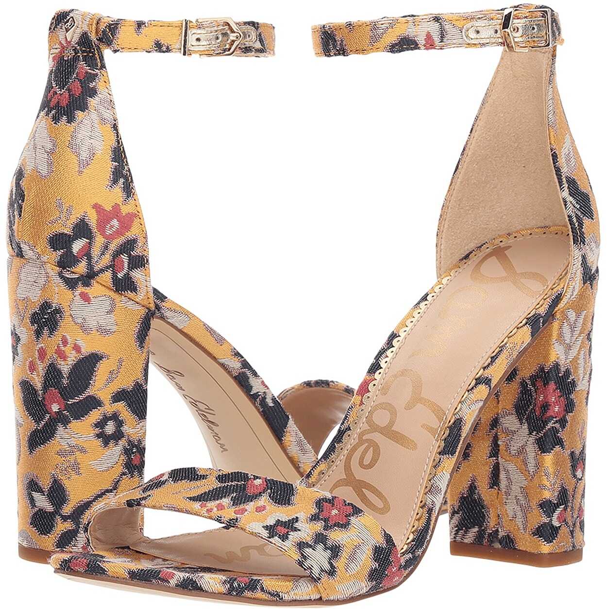 Sandala Sam Edelman Yaro Ankle Strap Sandal Heel Tuscan Yellow Multi Gatsby Floral Jacquard