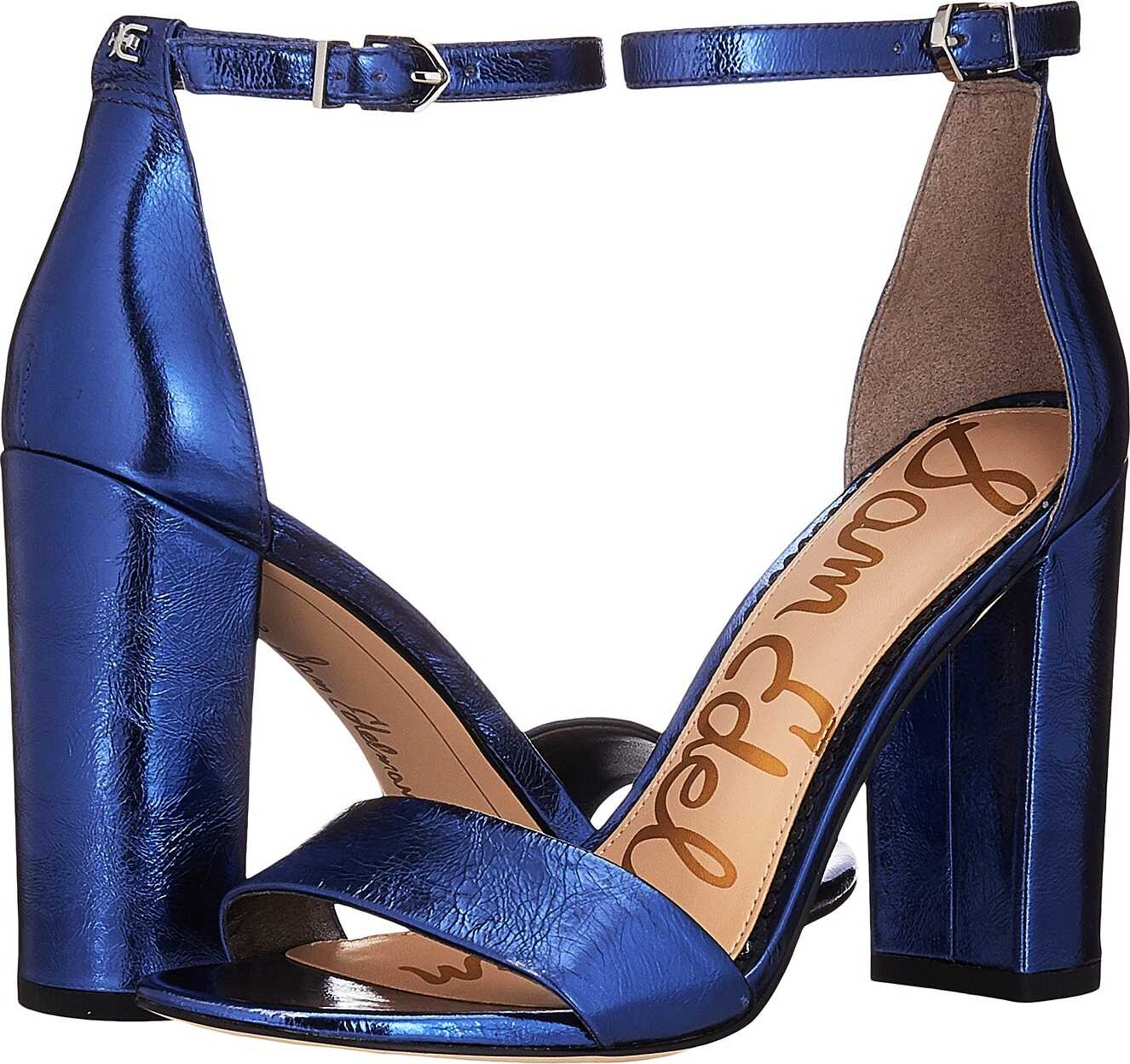 Sam Edelman Yaro Ankle Strap Sandal Heel Pop Violet Phantom Lux Leather