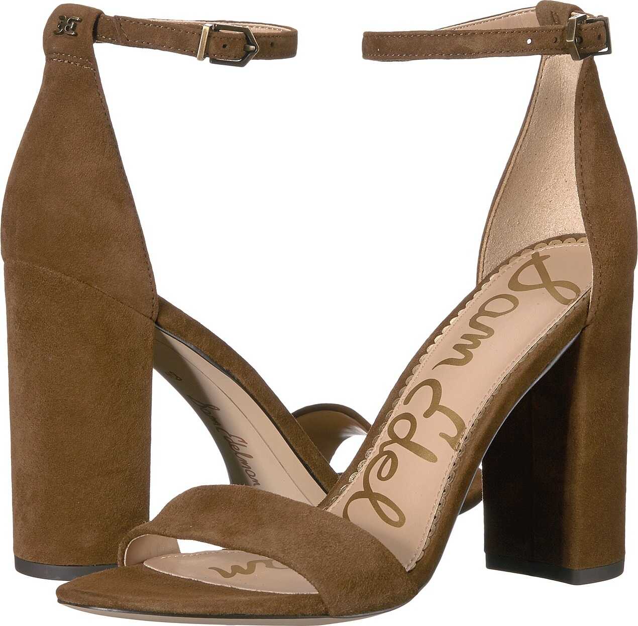 Sam Edelman Yaro Ankle Strap Sandal Heel Hazelnut Suede Leather