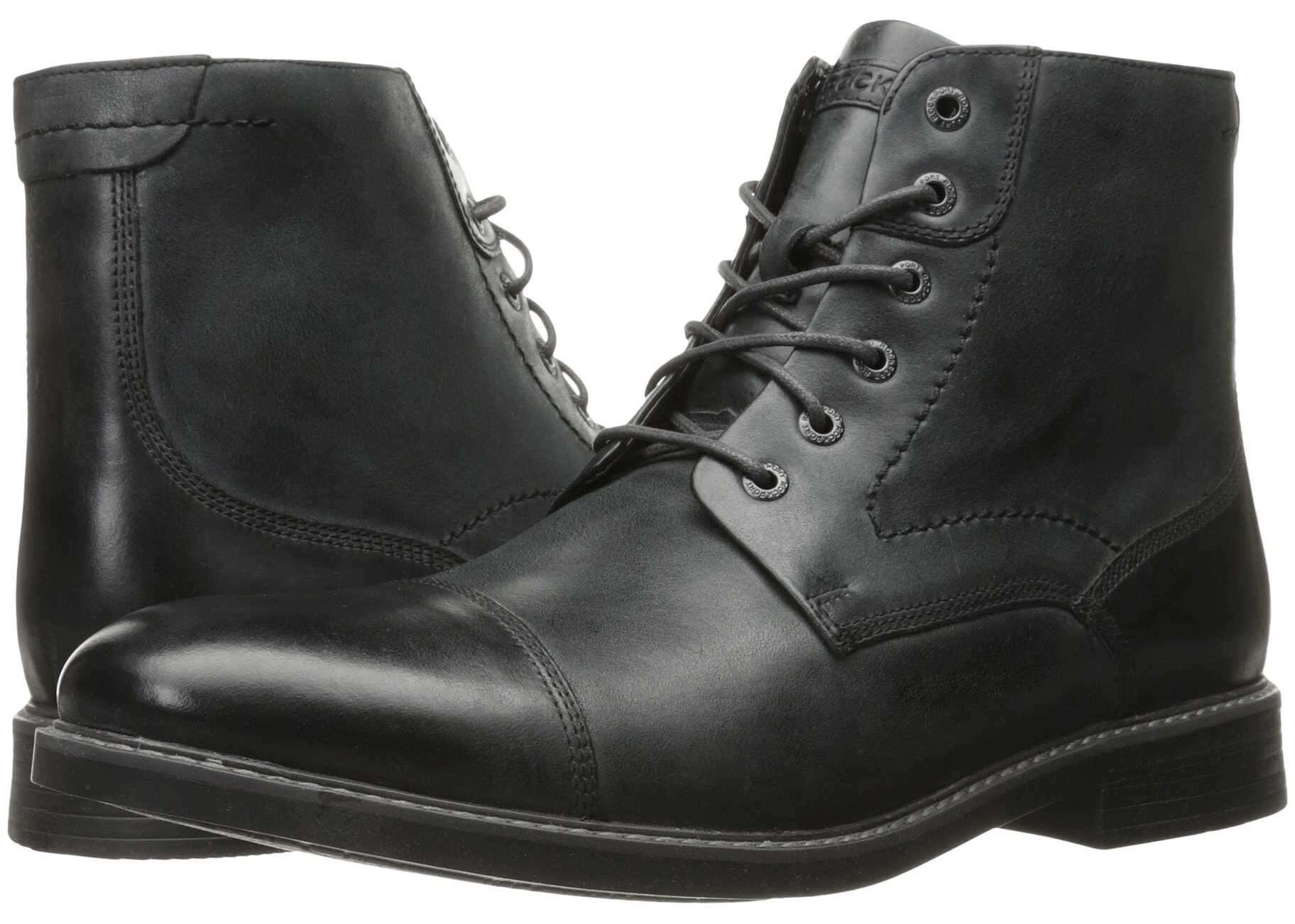 Gheata Rockport Classic Break Cap Toe Zip Boot Dark Shadow Leather