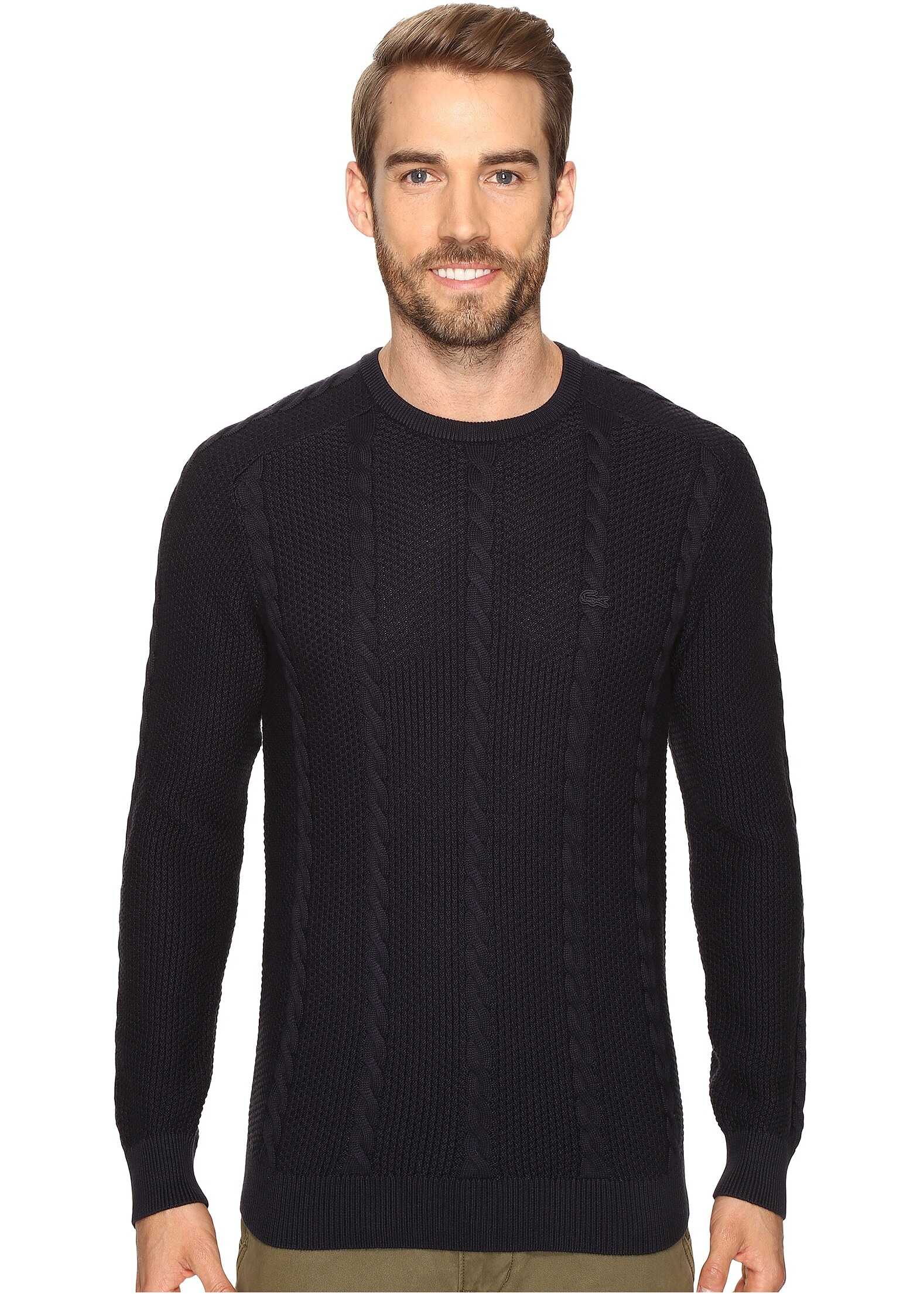 Pulover Lacoste Long Sleeve Resort Cotton Cable Crew Neck Cosmos