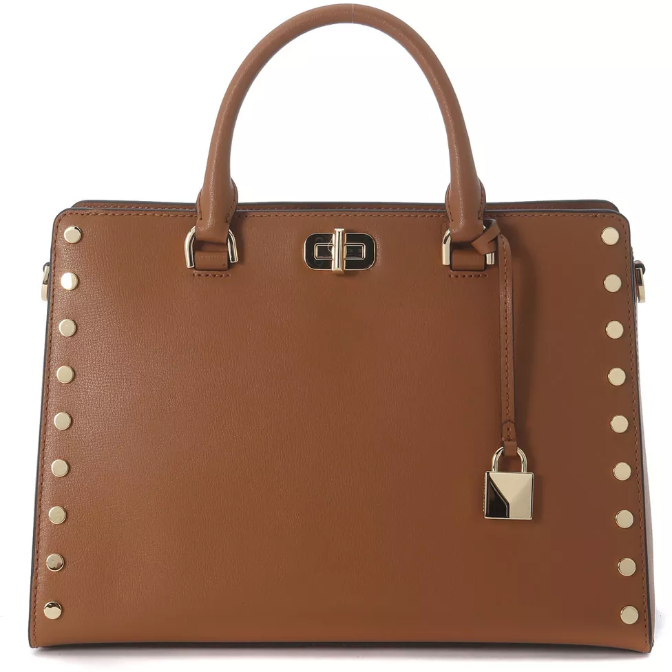 Geanta femei Michael Kors Sylvie Brown Leather Handbag With Studs Brown