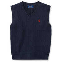 Pulovere Cable-Knit Cotton Sweater Vest Baieti