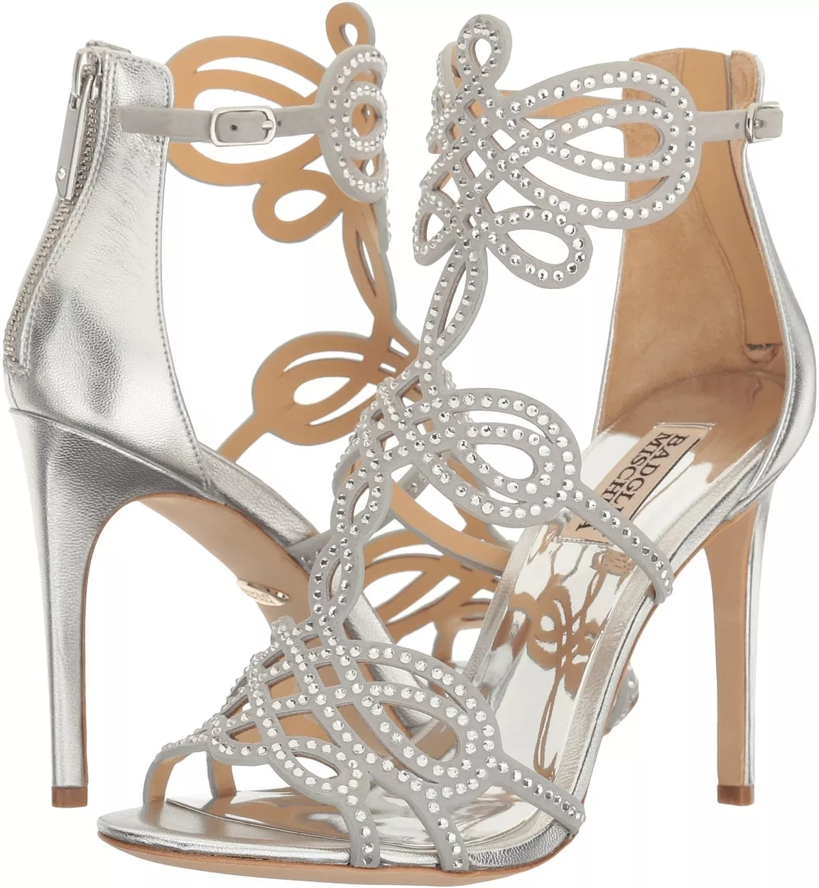 Pantof Badgley Mischka Teri Silver Metallic Suede