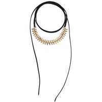 Coliere Suede Wrap Around Bead Choker Necklace Femei