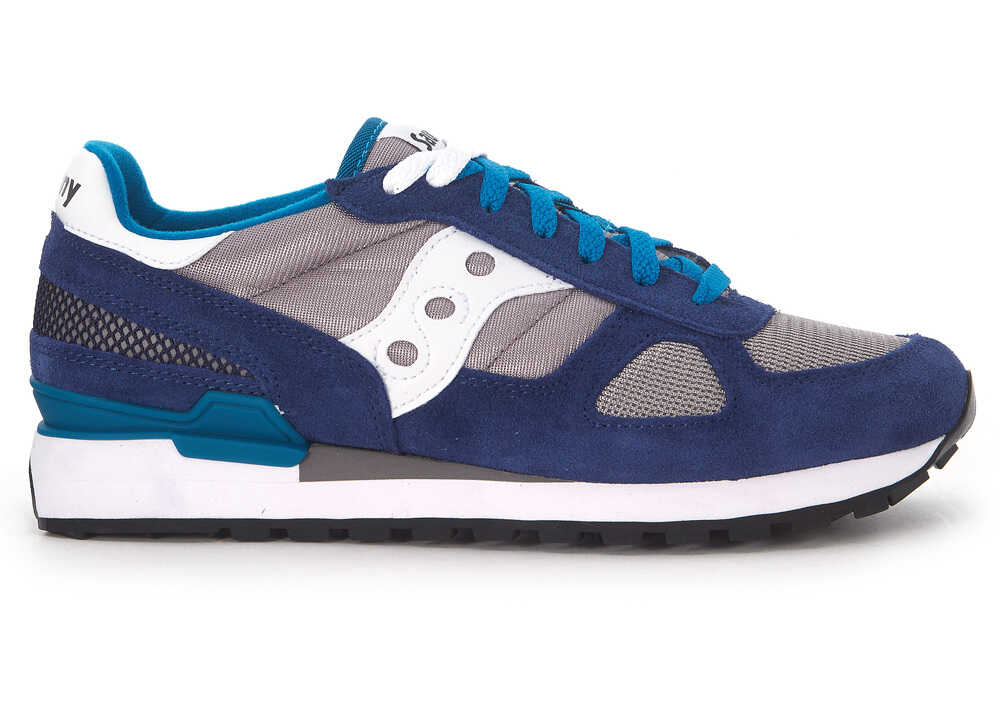 Tenis Saucony Sneaker Saucony Shadow In Suede And Grey And Blue Mesh Fabric Grey