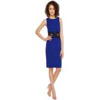 Rochii Solid Crepe Sheath with Lace Illusion Waist Detail* Femei