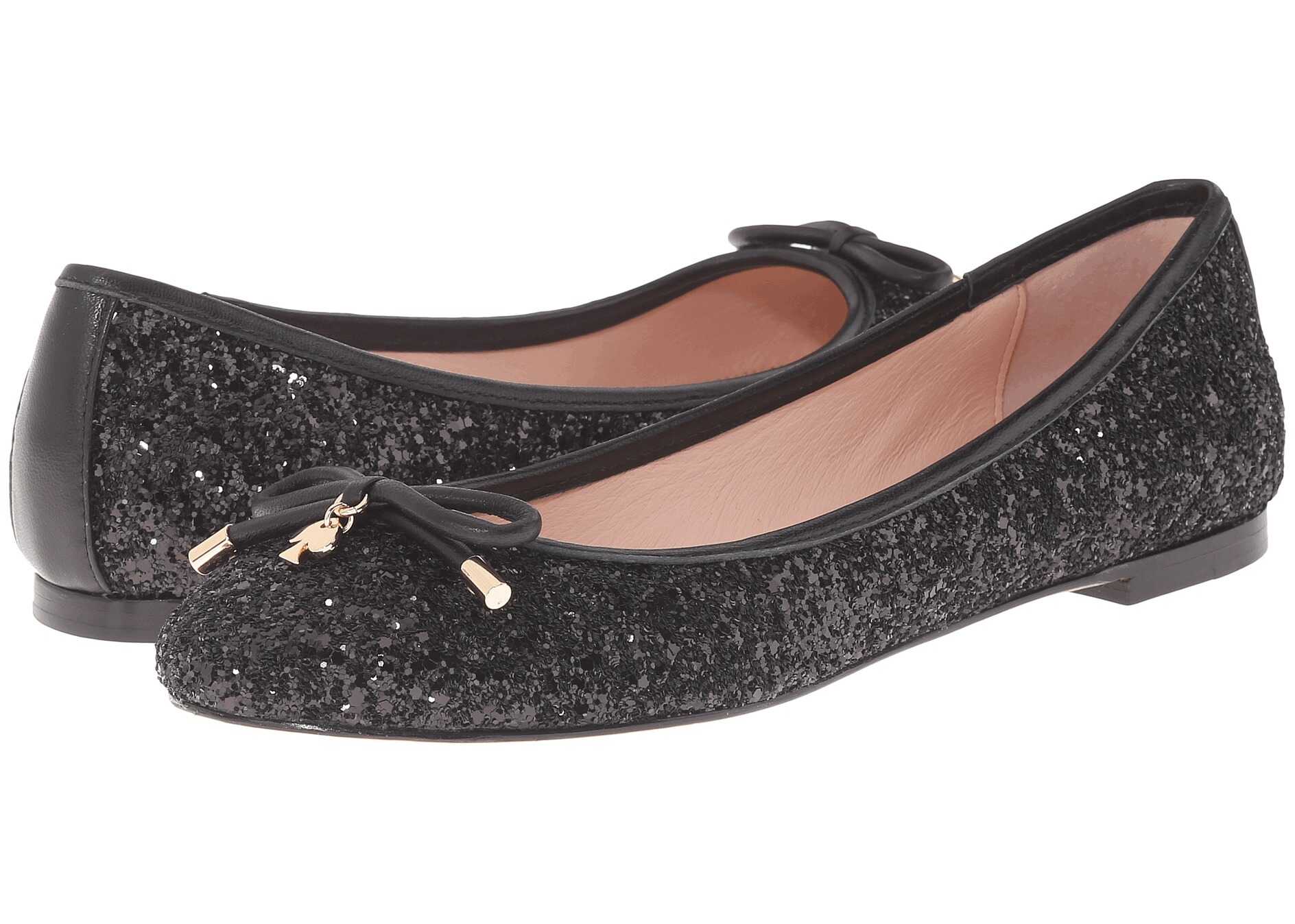Balerin Kate Spade New York Willa Black Glitter/Black Nappa