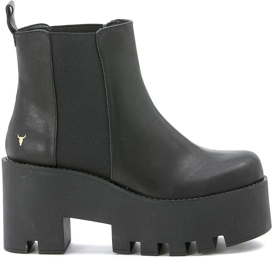 Pantof Windsor Smith Flat Beatles Windsor Smith Mod. Alien In Black Leather Black