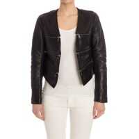 Geci de Piele Cropped Leather Zip Jacket Femei