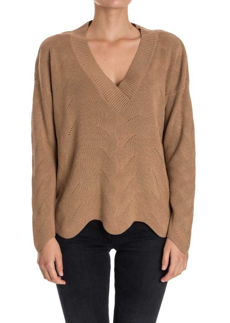 Pulover Patrizia Pepe Viscose Blend Sweater Camel