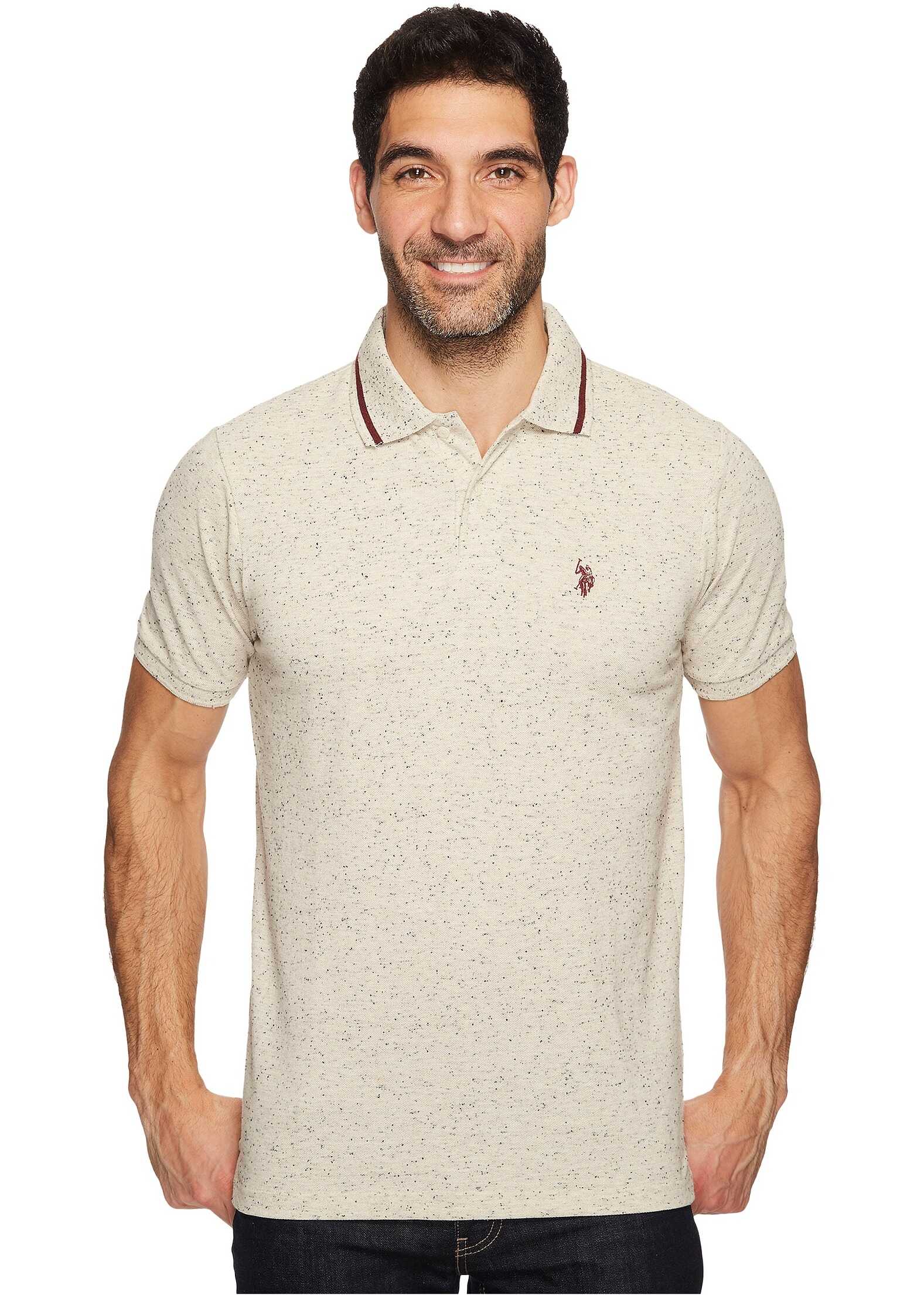 Tricou U.S. POLO ASSN. Classic Fit Solid Short Sleeve Pique Polo Shirt Oatmeal Heather