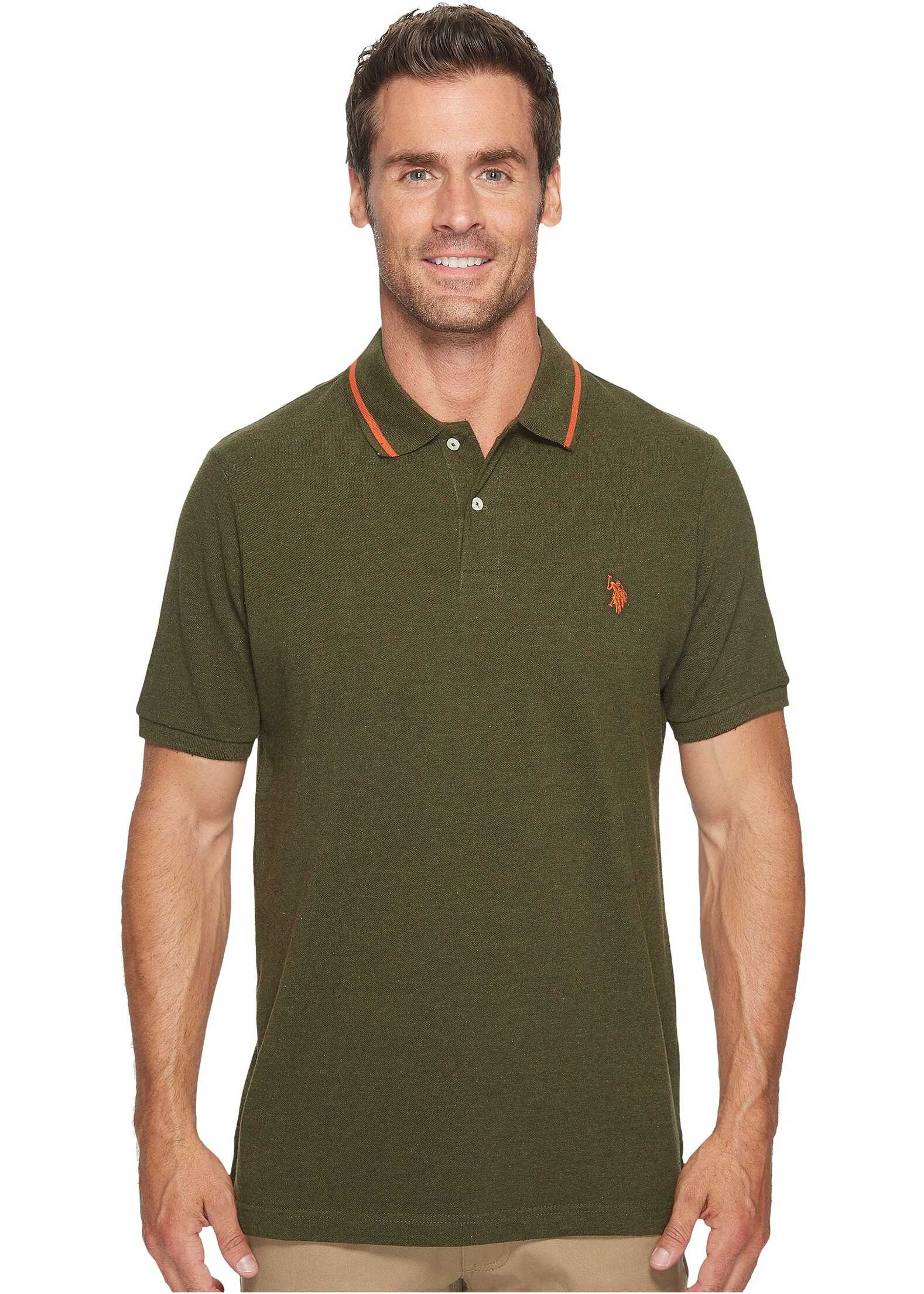 Tricou U.S. POLO ASSN. Classic Fit Solid Short Sleeve Pique Polo Shirt Army Heather