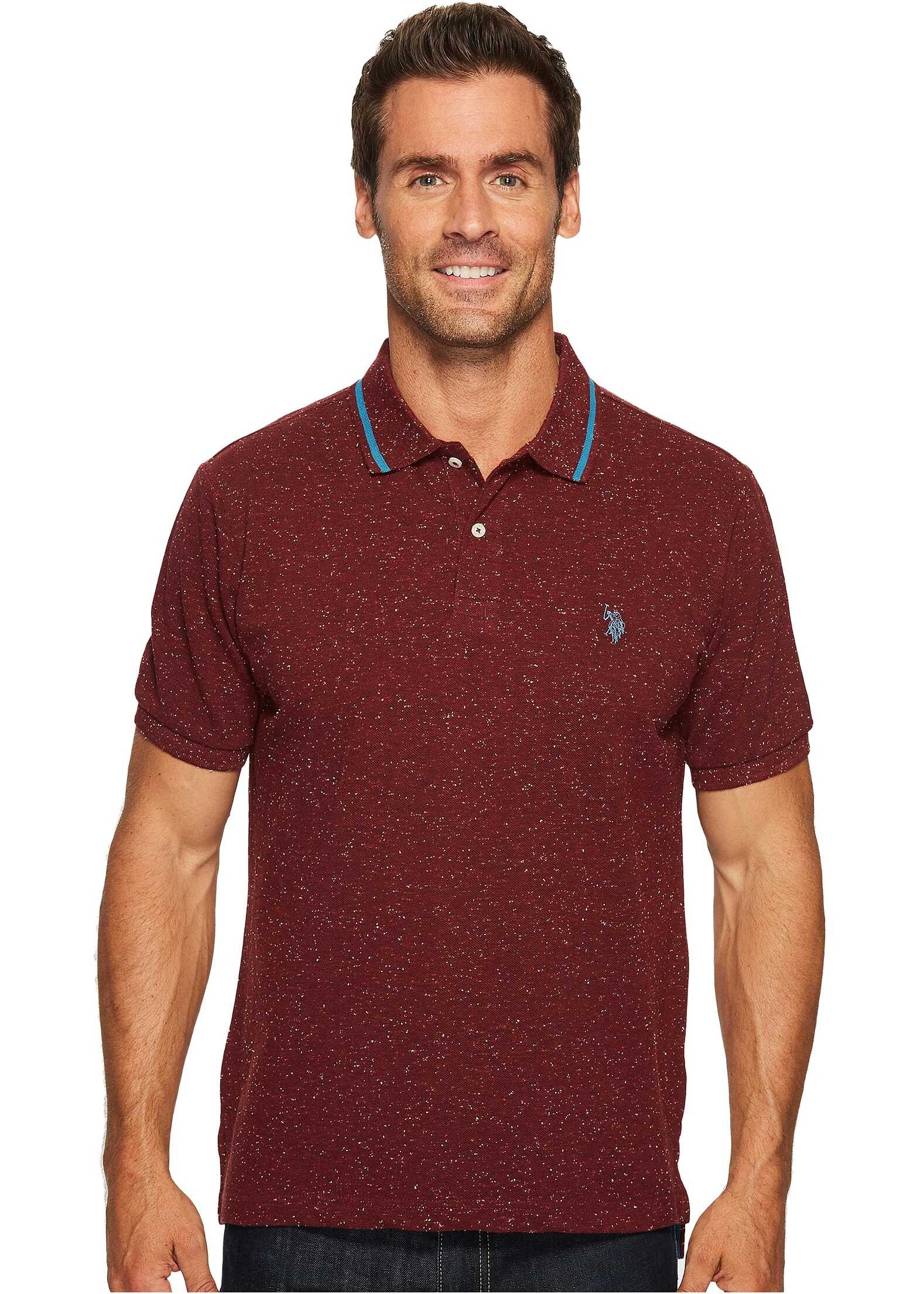 Tricou U.S. POLO ASSN. Classic Fit Solid Short Sleeve Pique Polo Shirt Burgundy Heather