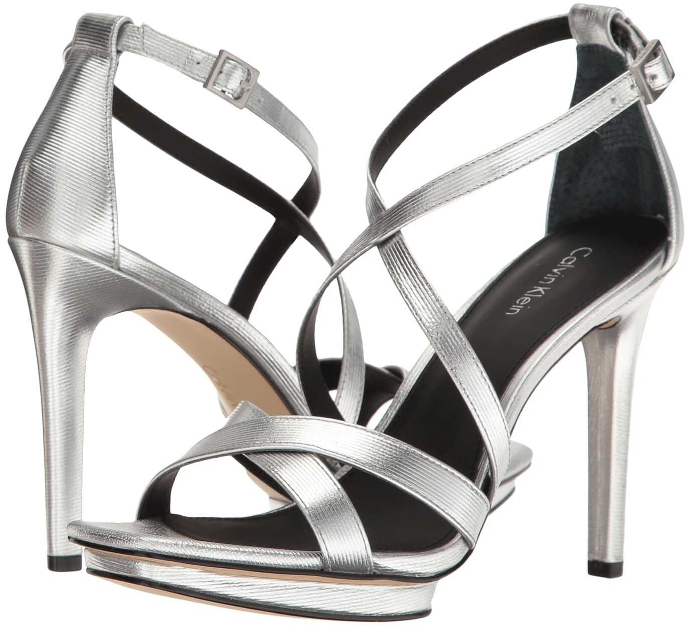 Sandala Calvin Klein Vonnie Silver Metallic Box Leather