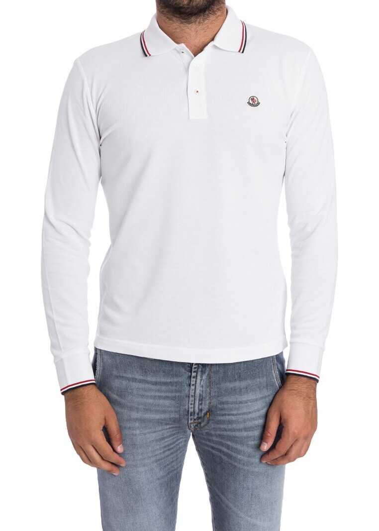 Tricou Moncler Long Sleeve Polo White