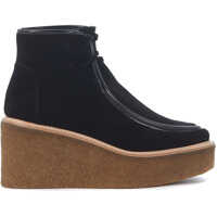 Platforme Walford Black Suede Ankle Boots With Wedge Femei