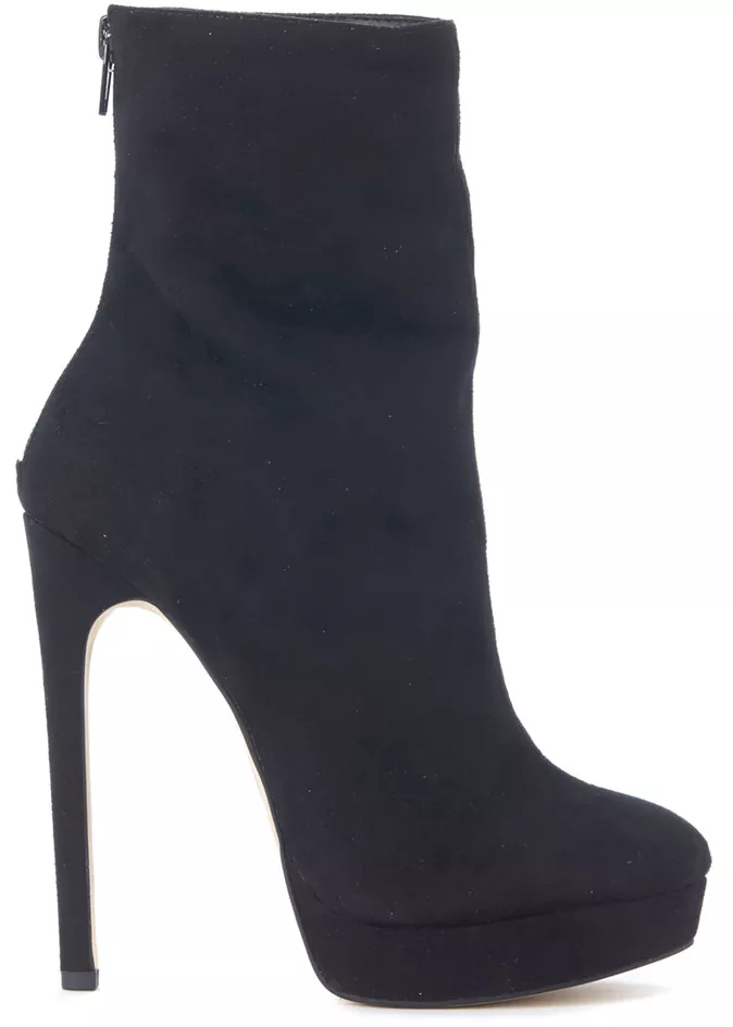 Pantof Steve Madden Black Suede Leather Ankle Boots Black