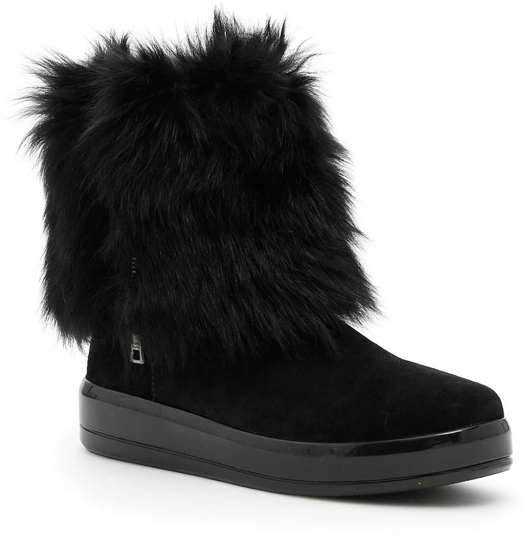 Gheata Linea rossa Suede And Sheepskin Booties NERO