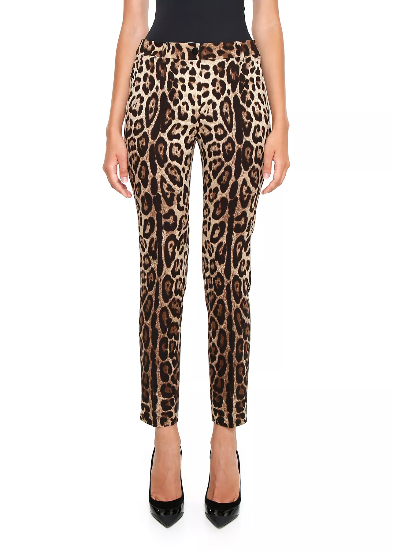 Pantalon Dolce & Gabbana Leopard Print Silk Trousers LEO MACCHIA MARRONE