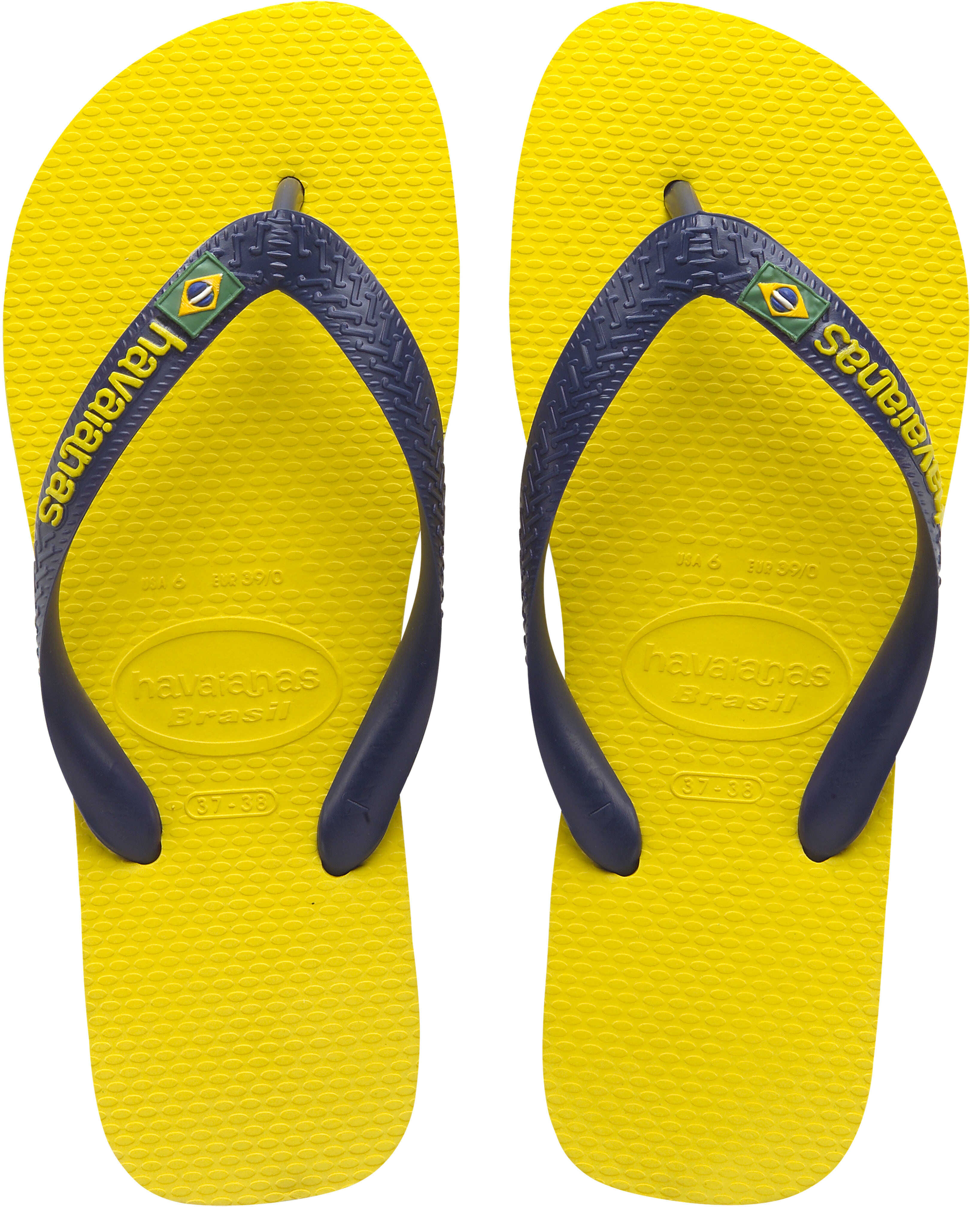 Slap Havaianas Brasil Logo Unisex Synthetic Flip Flops Yellow* Yellow