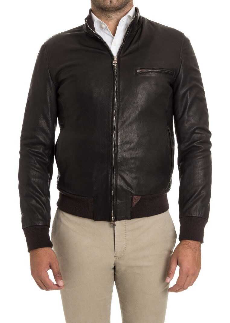 Geaca Stewart Minsk Leather Bomber Jacket Brown