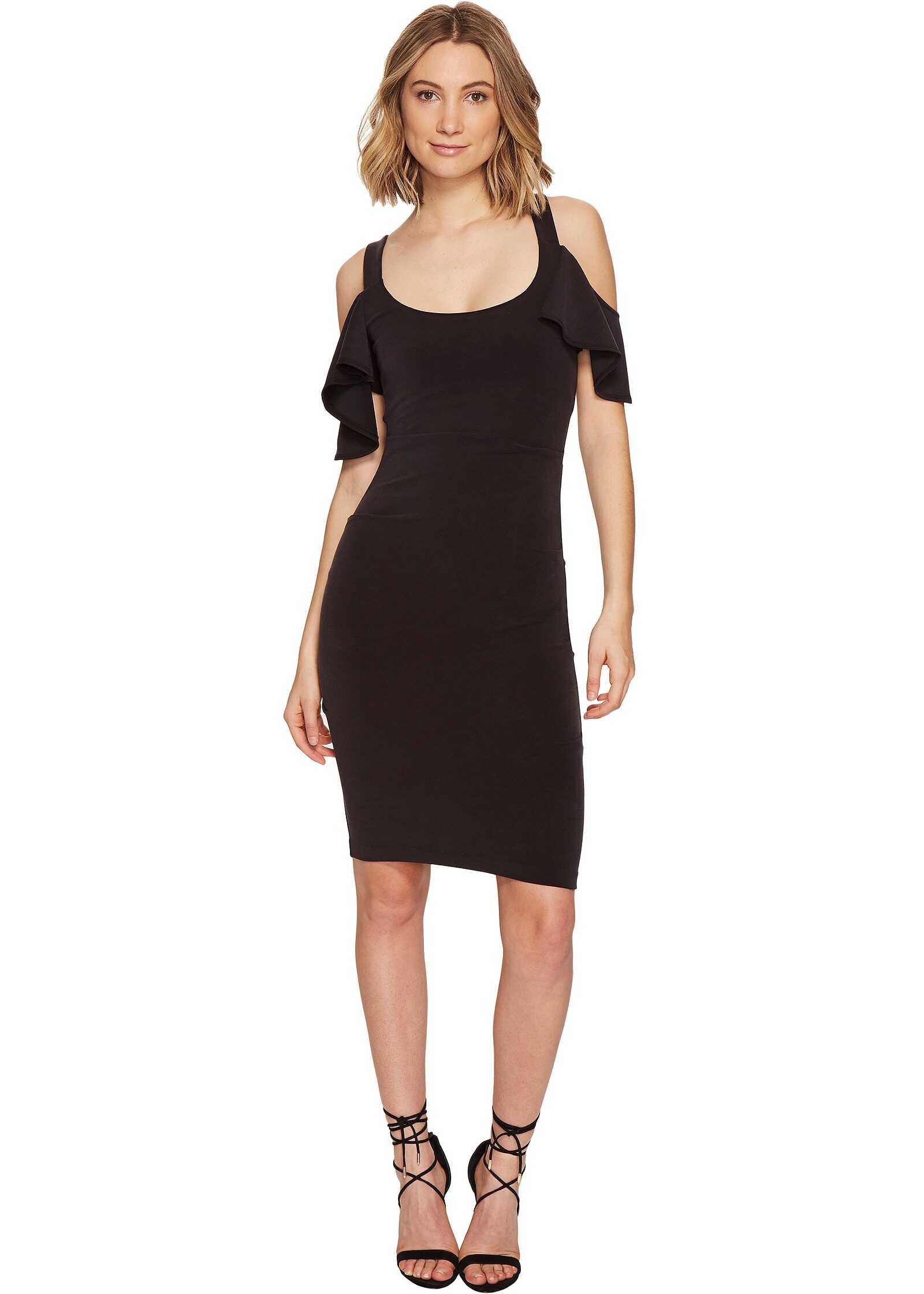 Rochie Nicole Miller Sophia Cupro Cold Shoulder Sleeve Dress Black