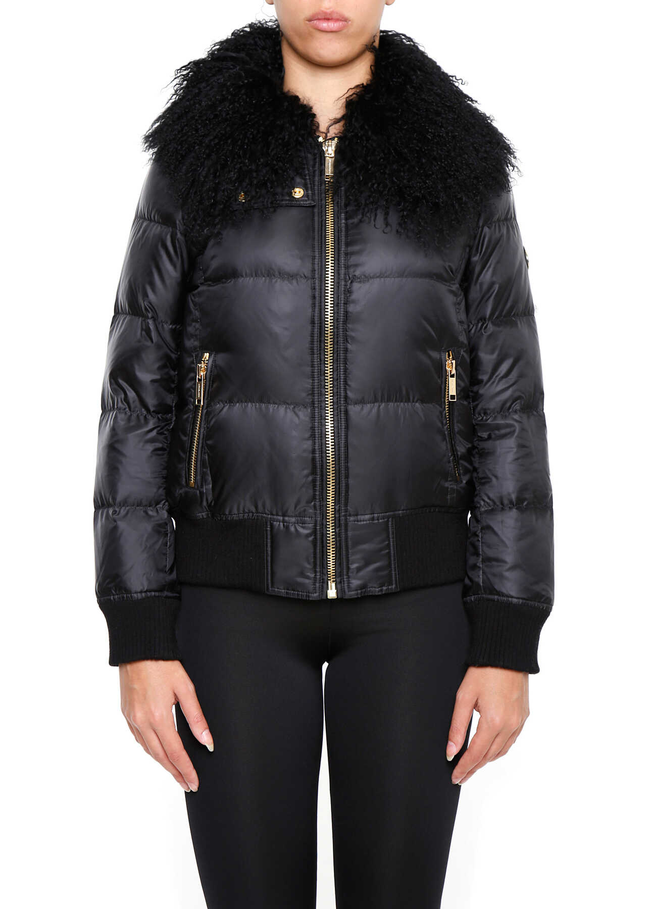 Geaca Michael Kors Jacket With Mongolia Collar BLACK/GOLD