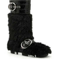 Cizme lungi Faux Shearling And Patent Boots Femei
