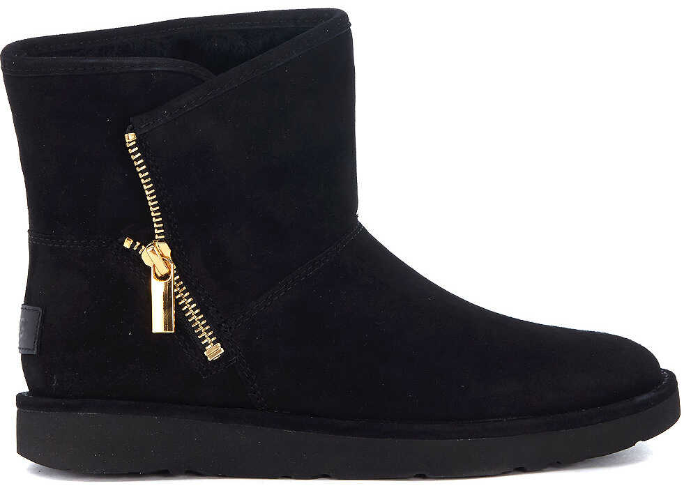Gheata UGG Mini Kip Ankle Boots In Black Suede Leather With Zip Black