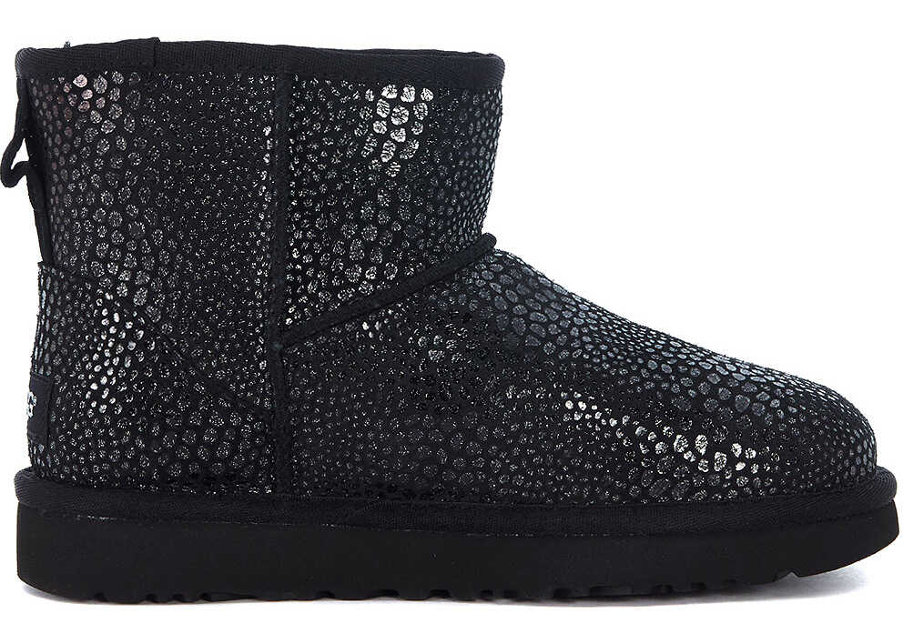 Gheata UGG Classic Mini Glitzy Reptile Leather Effect Suede Ankle Boots Black
