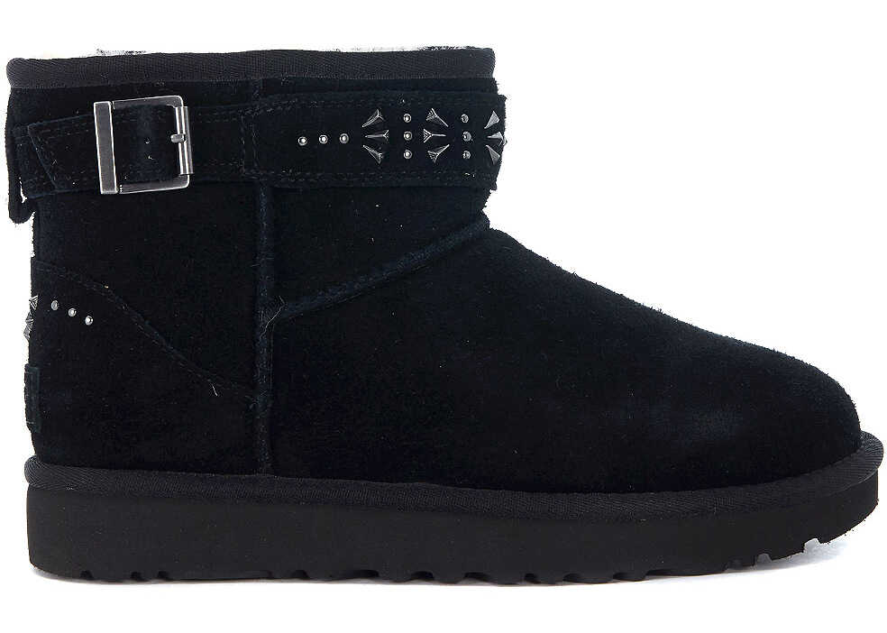Gheata UGG Jadine Suede Leather Ankle Boots With Studs And Buckles Black