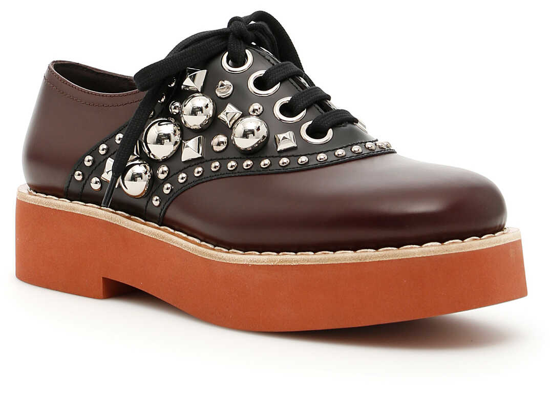 Mocasin Miu Miu Studded Leather Lace-Ups GRANATO+NERO