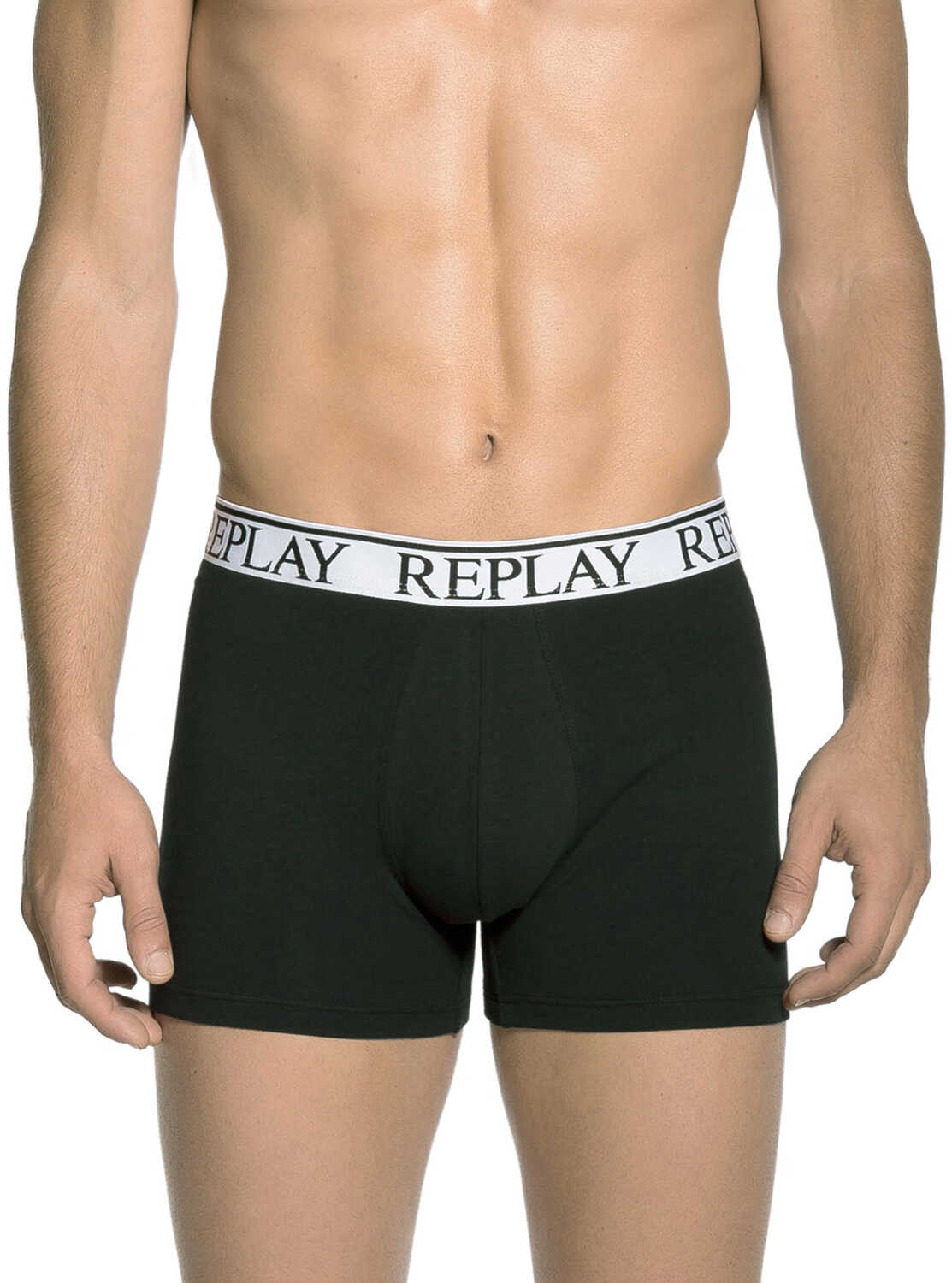 Lenjerie Replay 2 Pack Stretch Cotton Boxer Shorts Black