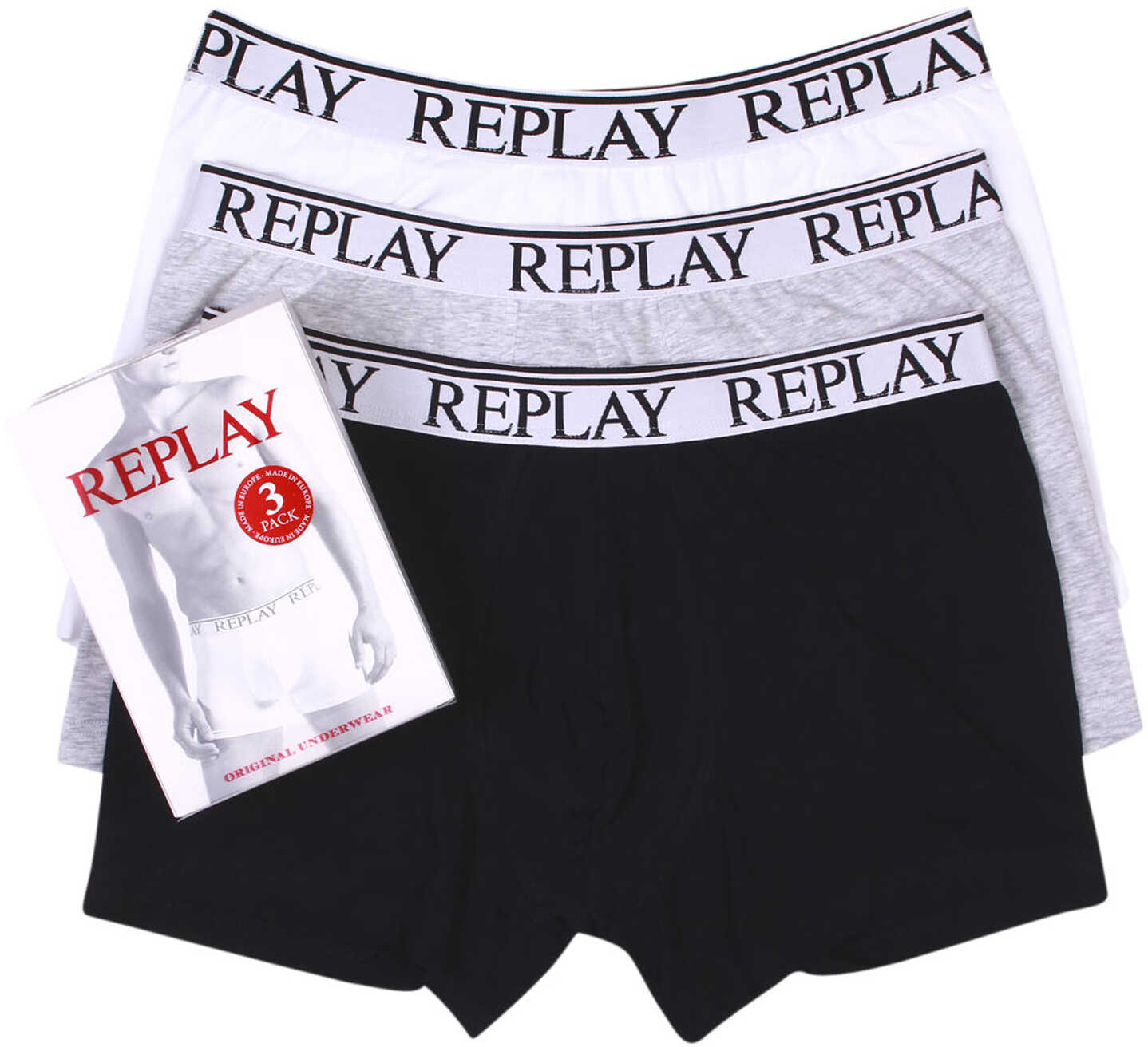 Lenjerie Replay 3 Pack Stretch Cotton Boxer Shorts Multicolour