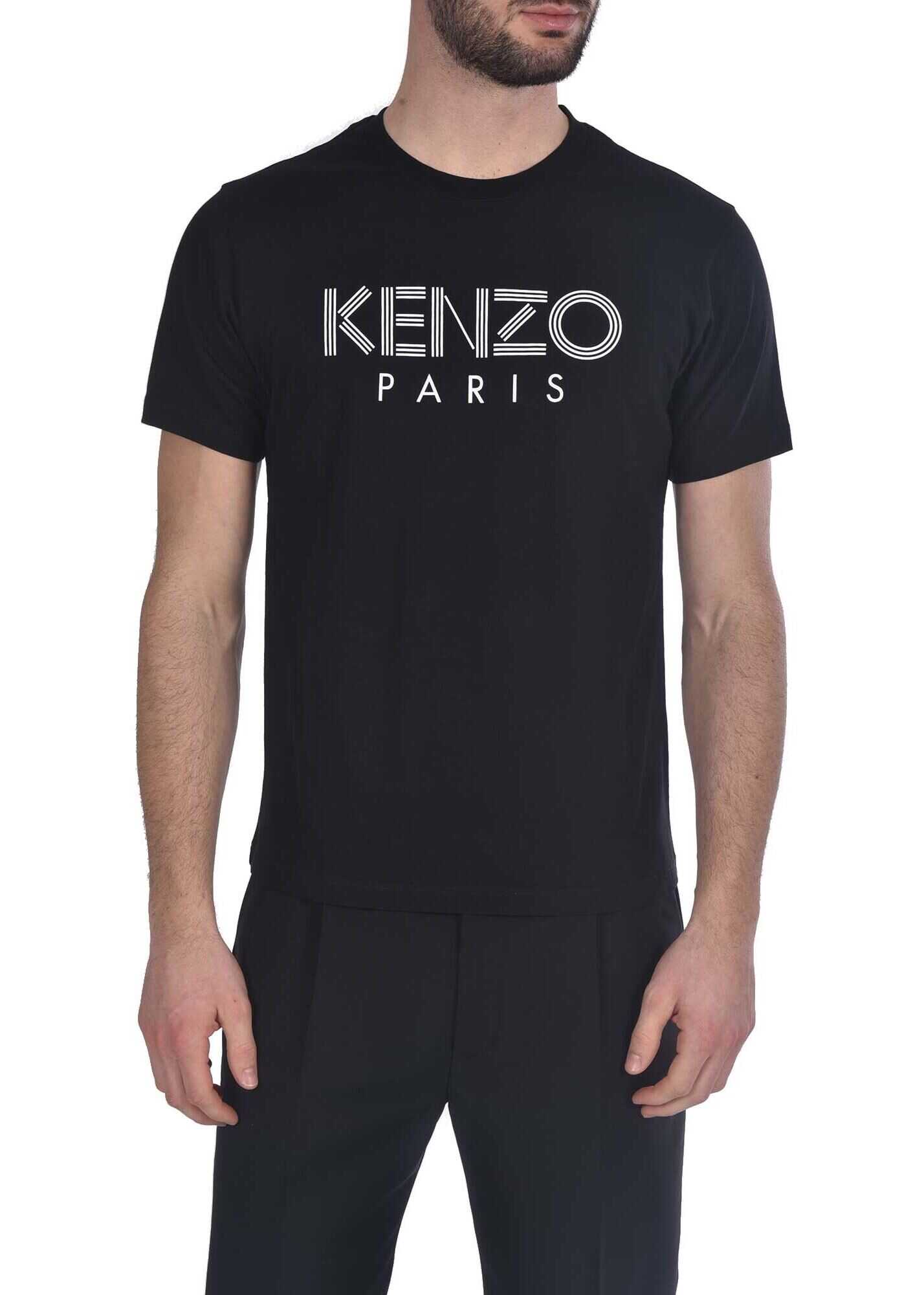 Kenzo T-Shirt In Black With Kenzo Paris Logo Print Black