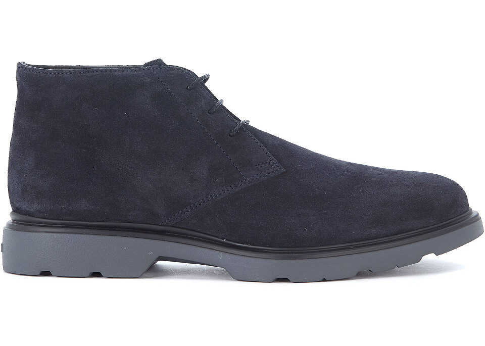 Gheata Hogan H304 Blue Suede Ankle Shoes Blue