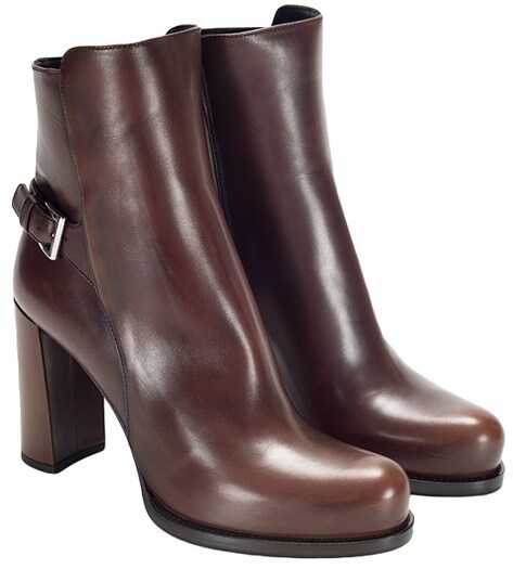 Prada Leather Ankle Boots Brown