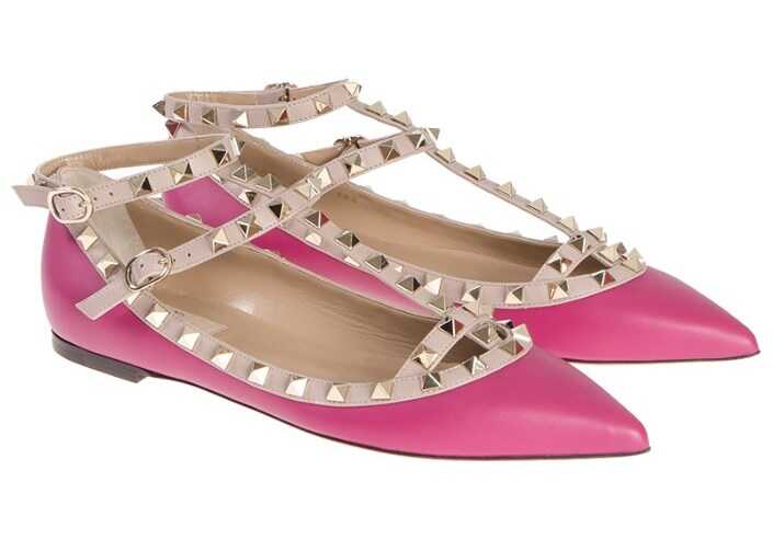 Balerin Valentino Garavani Ankle Strap Flats Fuchsia
