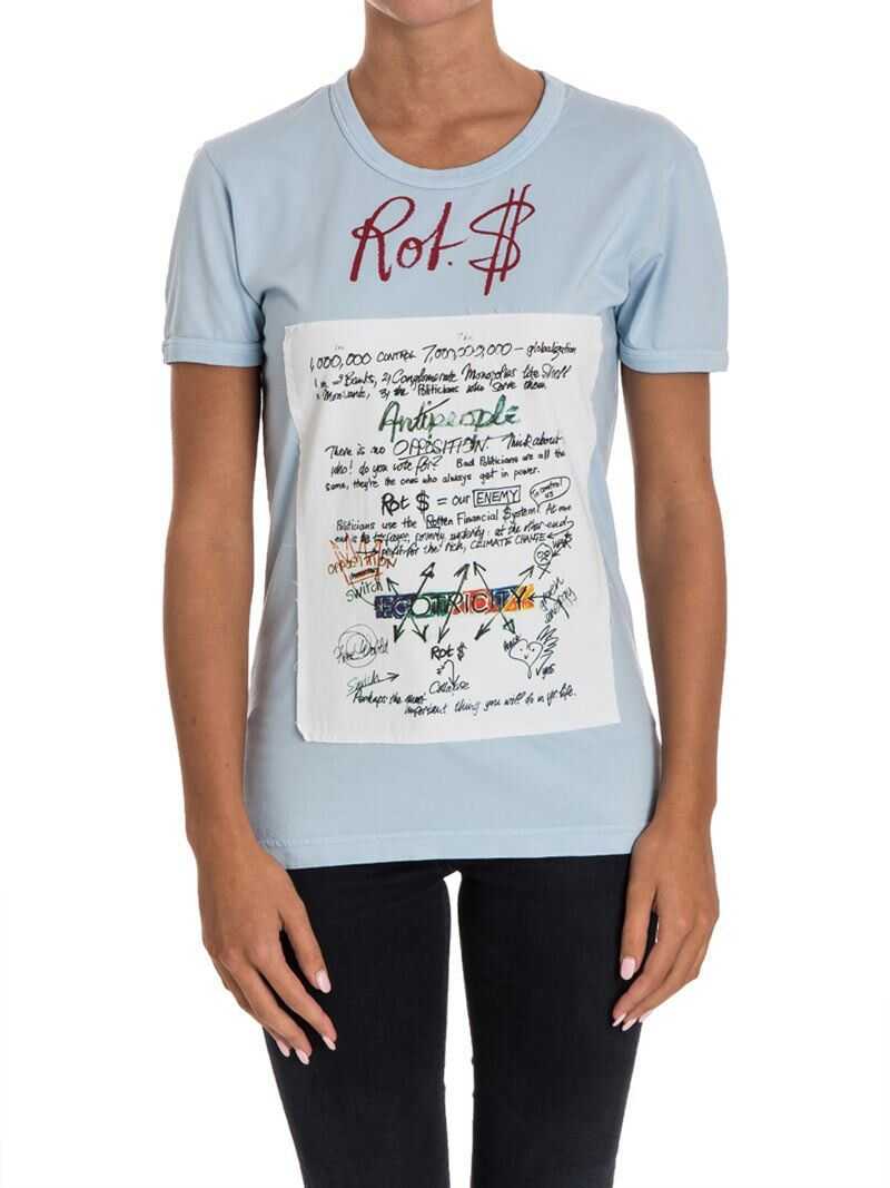 Tricou Vivienne Westwood Anglomania Cotton T-Shirt Light Blue