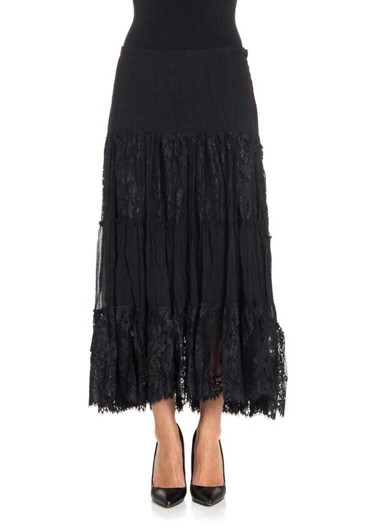 Ralph Lauren Silk And Lace Skirt Black