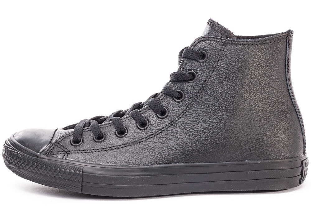Tenis Converse All Star Leather Hi Unisex Trainers In Black Black Black