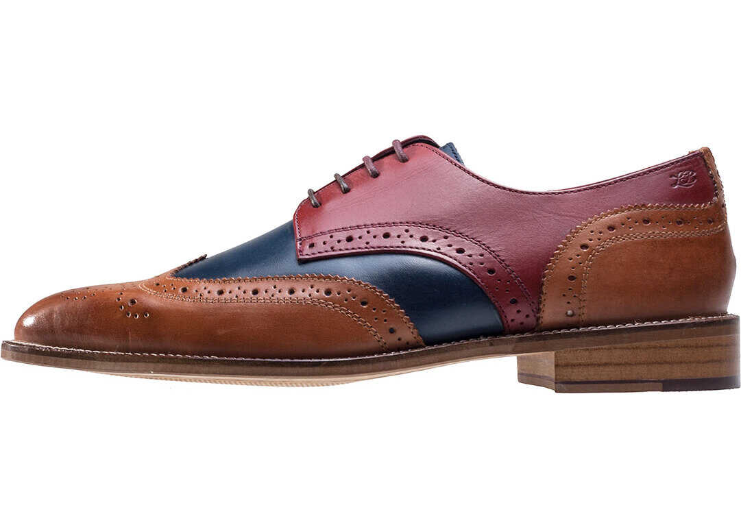 Pantof London Brogues Curtis Derby Shoes In Navy Tan Red Blue