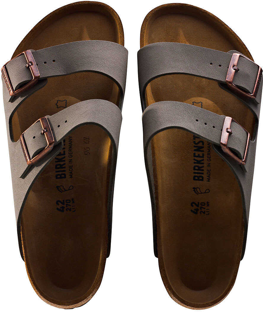 Slap Birkenstock Arizona Birkoflor Nubuk Regulr Sandals In Stone Grey