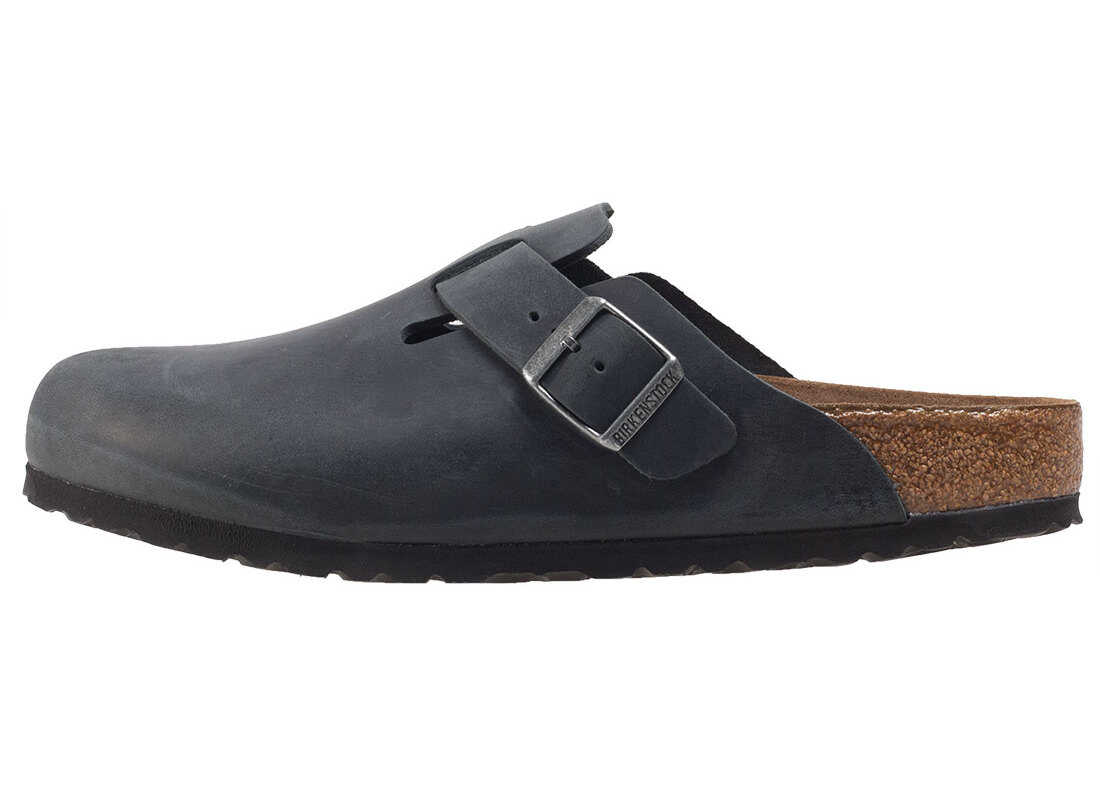 Slap Birkenstock Boston Narrow Fit Unisex Sandals In Black Anthracite Black