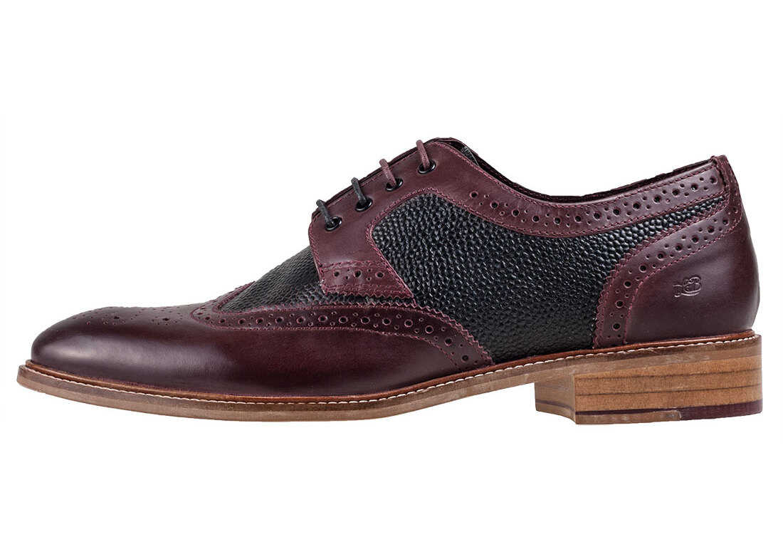 Pantof London Brogues Hamilton Derby Shoes In Burgundy Black Red