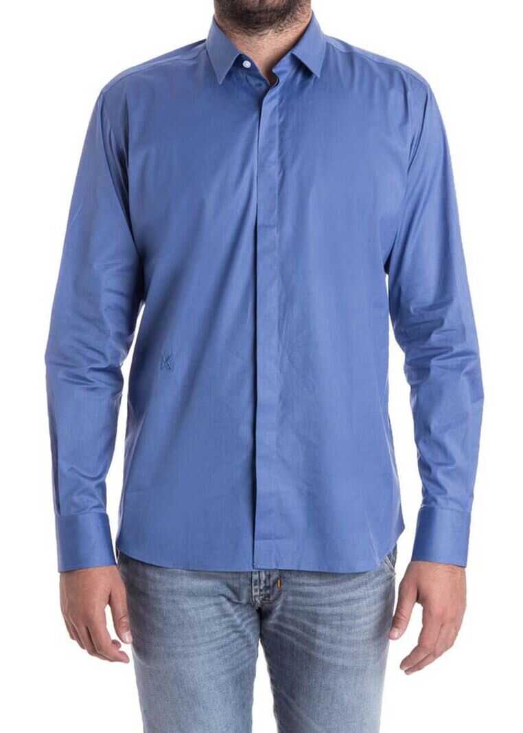 Camasa Karl Lagerfeld Stretch Cotton Shirt Blue